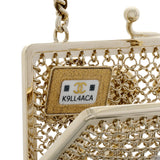 Chanel Metal Pearl Enamel Kiss Lock Chain Mail Charm Clutch Handbags Chanel