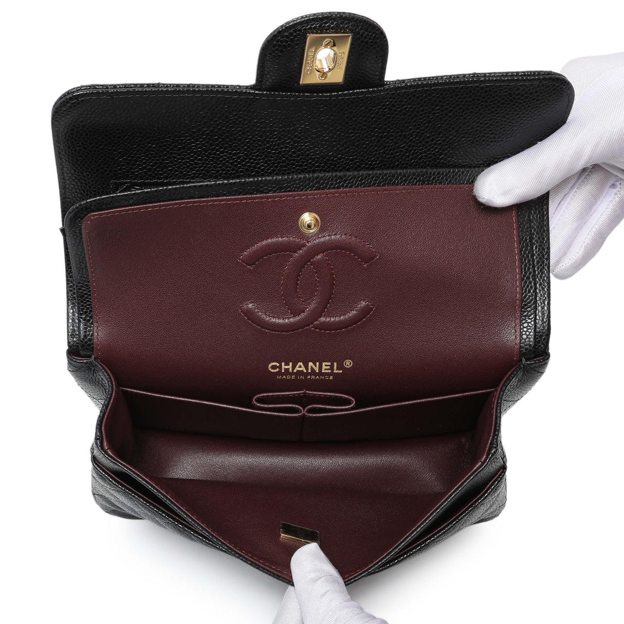 Chanel Black Caviar Small Quilted Classic Double Flap Handbags Chanel