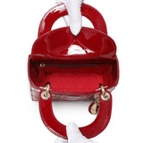 Christian Dior Cherry Red Patent Cannage Mini Lady Dior Handbags Christian Dior