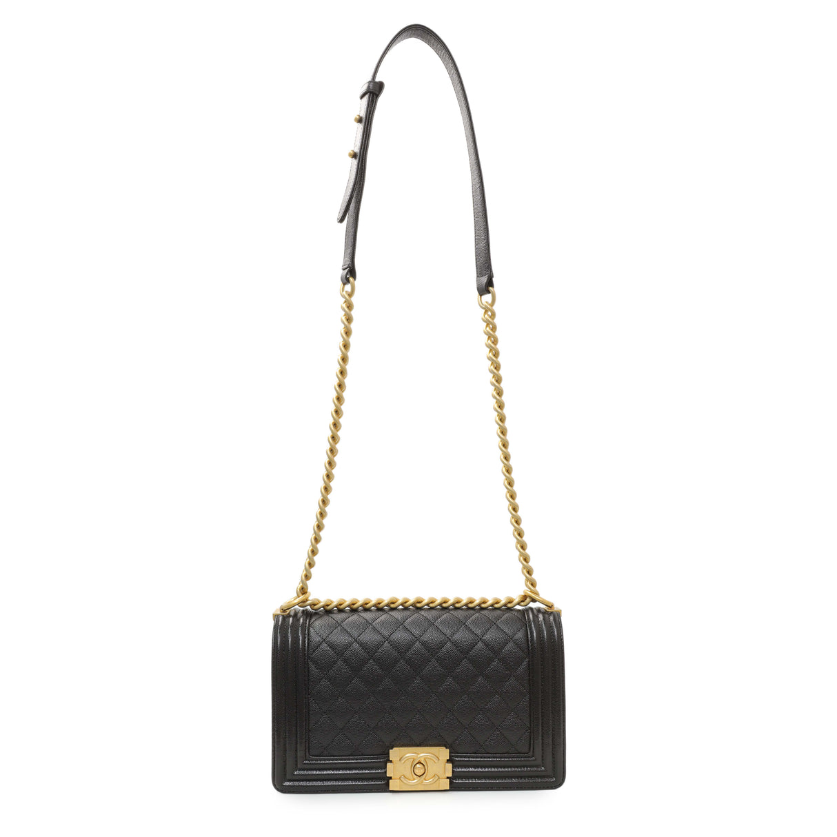 -7 items Thur July 9 ⬆️ - Chanel Black Quilted Caviar Medium Boy Flap Handbags Chanel