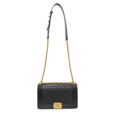 -7 items Thur July 9 ⬆️ - Chanel Black Quilted Caviar Medium Boy Flap Handbags Chanel