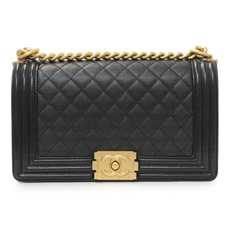 -7 items Thur July 9 ⬆️ - Chanel Black Quilted Caviar Medium Boy Flap Handbags Chanel