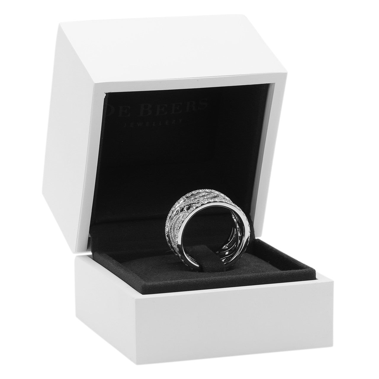 De Beers 18K White Gold Diamond Aria Band Ring Modaselle