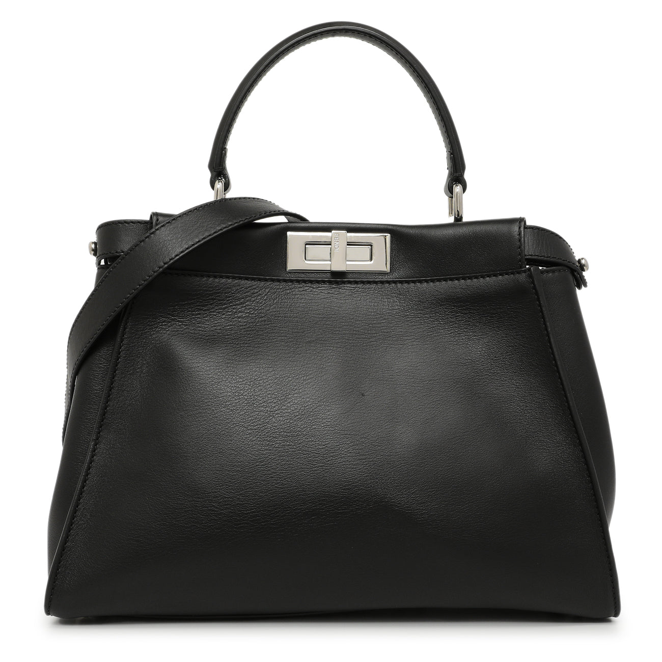 Fendi Black Vitello Seta Snakeskin Crocodile Monster Eyes Medium