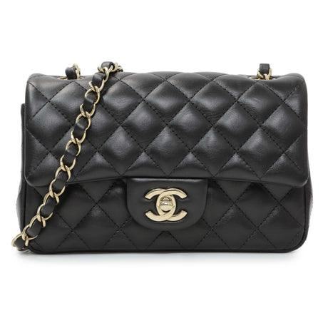 -7 items Sat July 11 ⬆️- Chanel Black Lambskin Quilted Mini Rectangular Flap Handbags Chanel