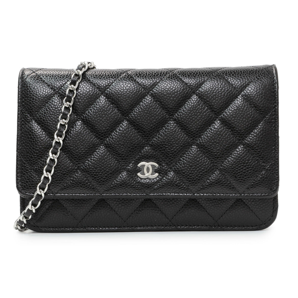 Chanel Black Quilted Caviar Wallet on Chain