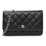 Chanel Black Quilted Caviar Wallet on Chain
