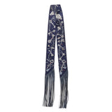 Hermes Bleu Marine Gris Argent Multicolor Silk Metallic Agneau Les Cles A Pois Fringed Twilly Accessories Hermes