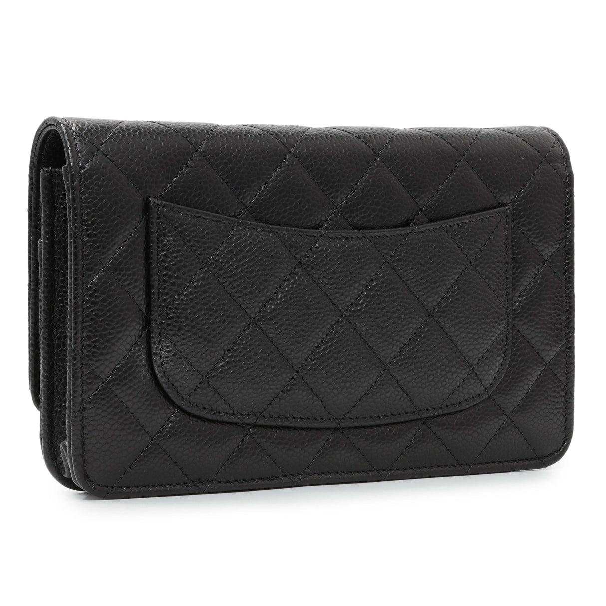 Chanel Black Quilted Caviar Wallet on Chain