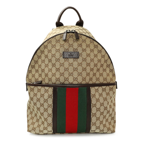Gucci Brown GG Supreme Canvas Web Backpack Handbags Gucci
