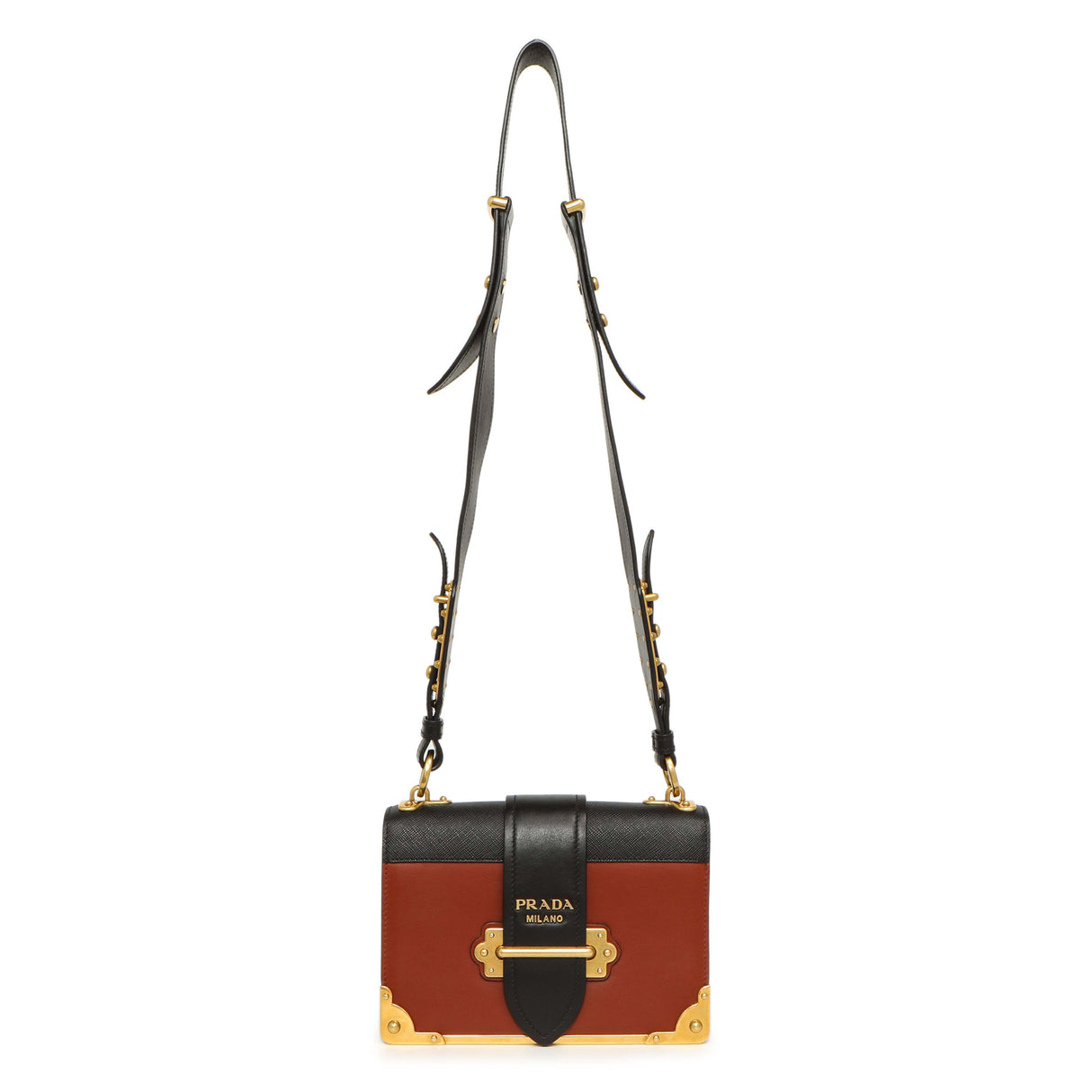 Prada Cotto Nero City Calf Saffiano Cahier Bag