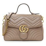 Gucci Porcelain Calfskin Matelasse Small GG Marmont Top Handle Shoulder Bag Handbags Gucci