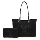 Chanel Black Canvas Small Deauville Tote