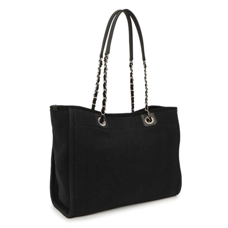 Chanel Black Canvas Small Deauville Tote