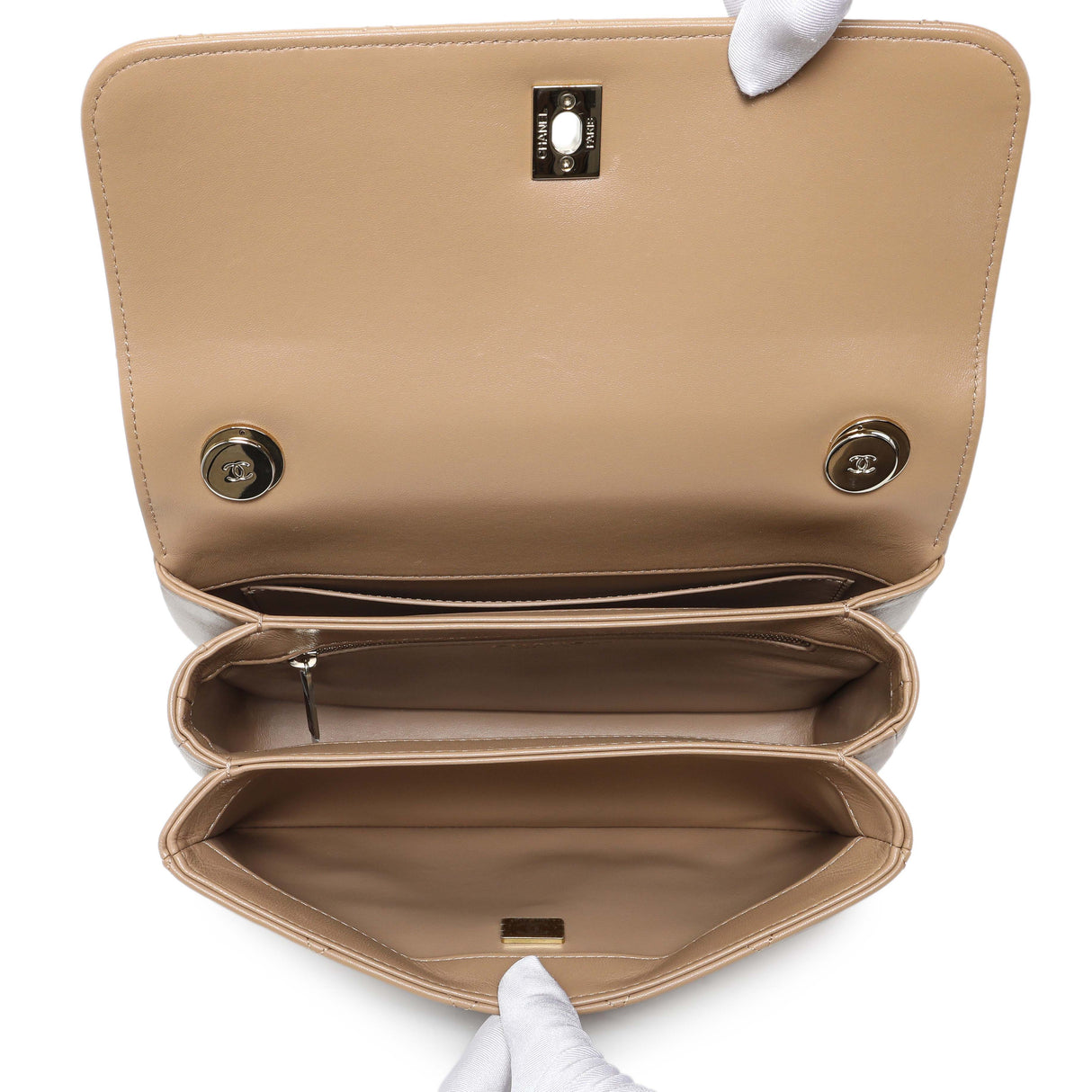 Chanel Beige Lambskin Quilted Small Trendy CC Dual Handle Flap Bag