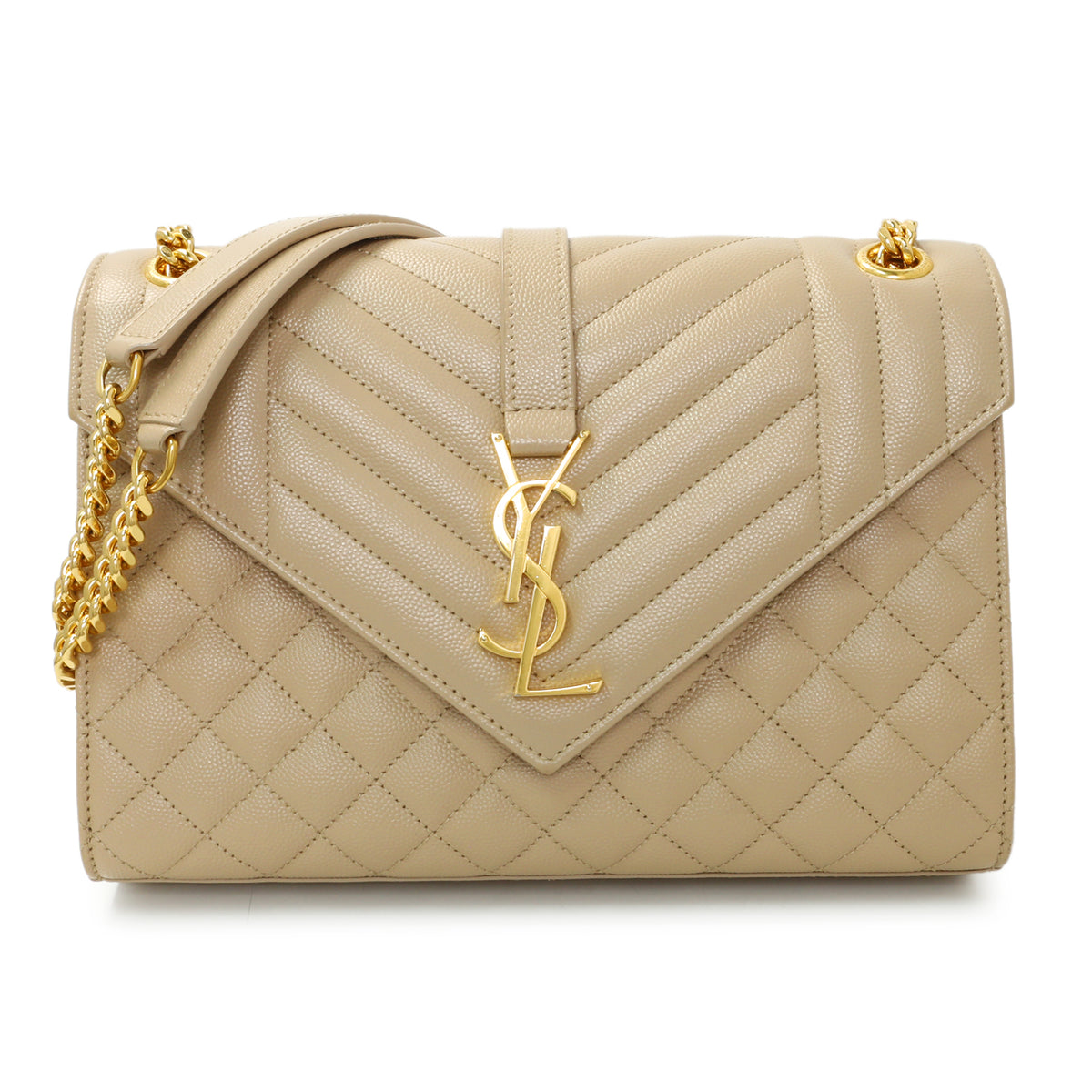 Saint Laurent Beige Grain De Poudre Textured Mixed Matelasse Triquilt Medium Monogram Satchel Handbags Saint Laurent