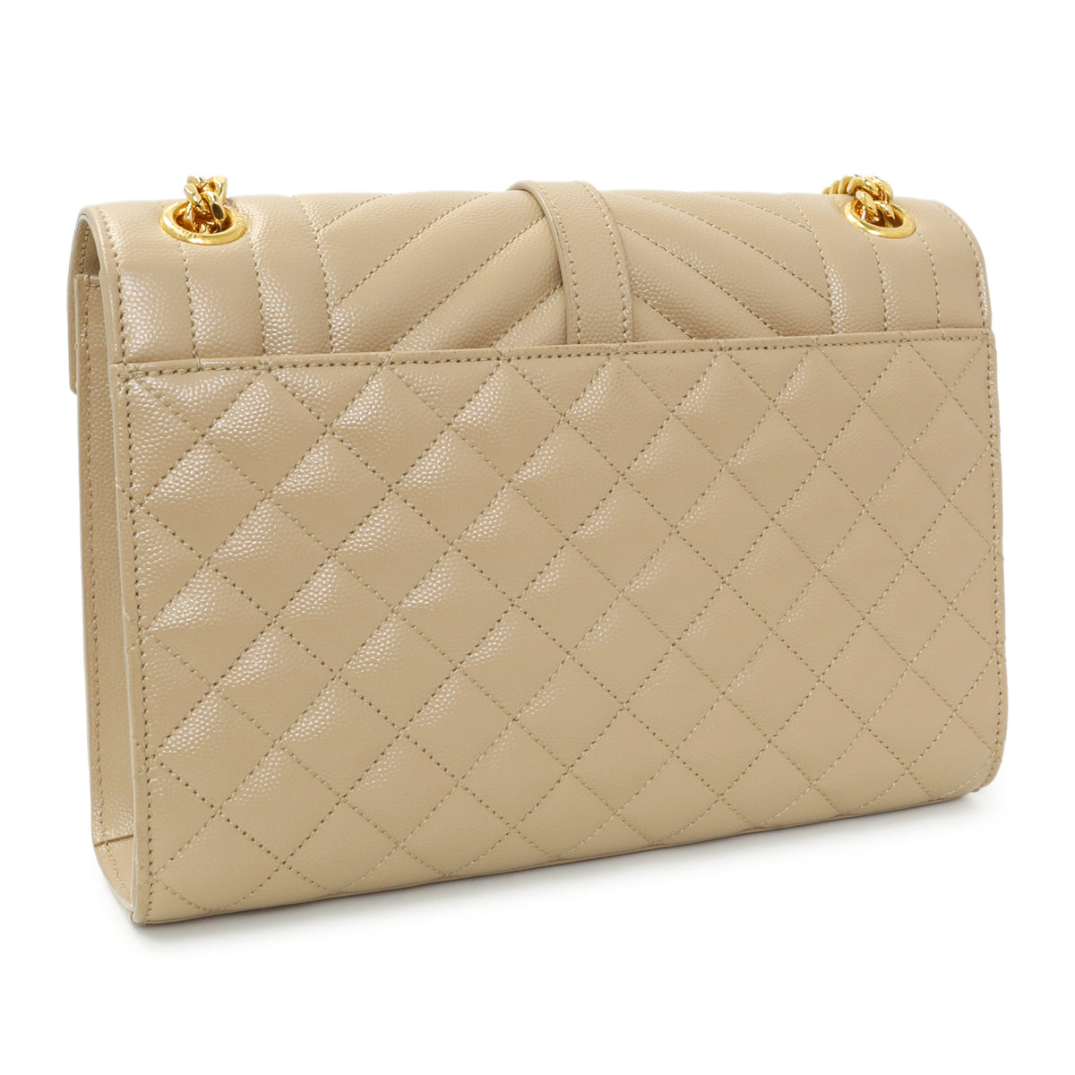 Saint Laurent Beige Grain De Poudre Textured Mixed Matelasse Triquilt Medium Monogram Satchel Handbags Saint Laurent