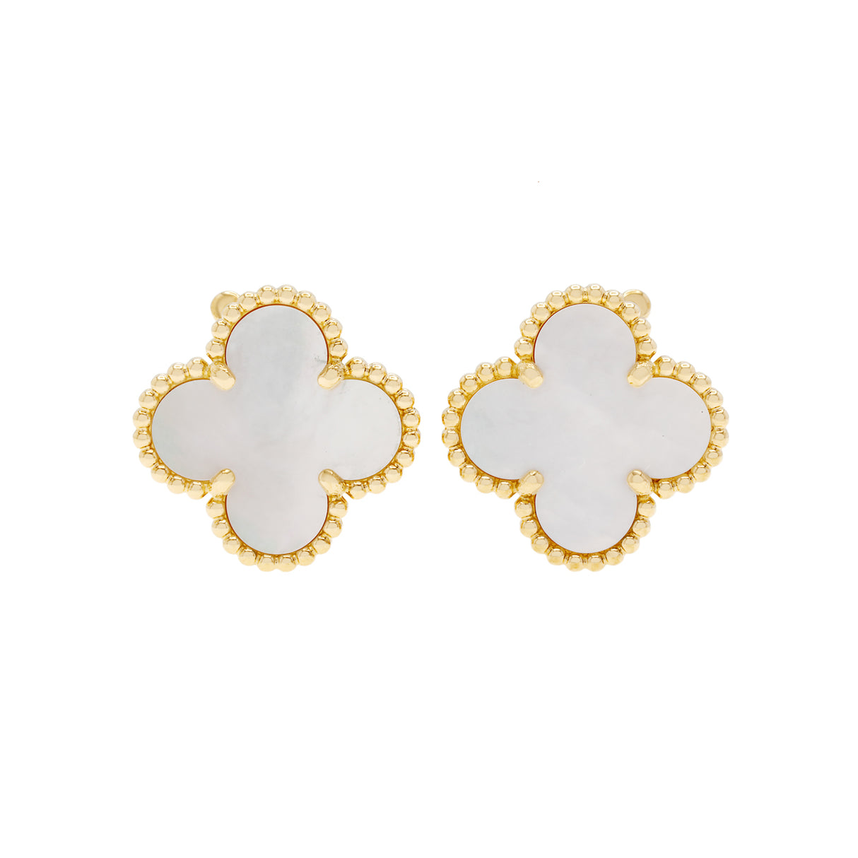 Van Cleef & Arpels 18K Yellow Gold Mother of Pearl Vintage Alhambra Earrings Designer Jewellery Van Cleef and Arpels