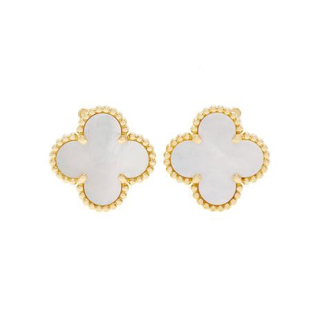 Van Cleef & Arpels 18K Yellow Gold Mother of Pearl Vintage Alhambra Earrings Designer Jewellery Van Cleef and Arpels