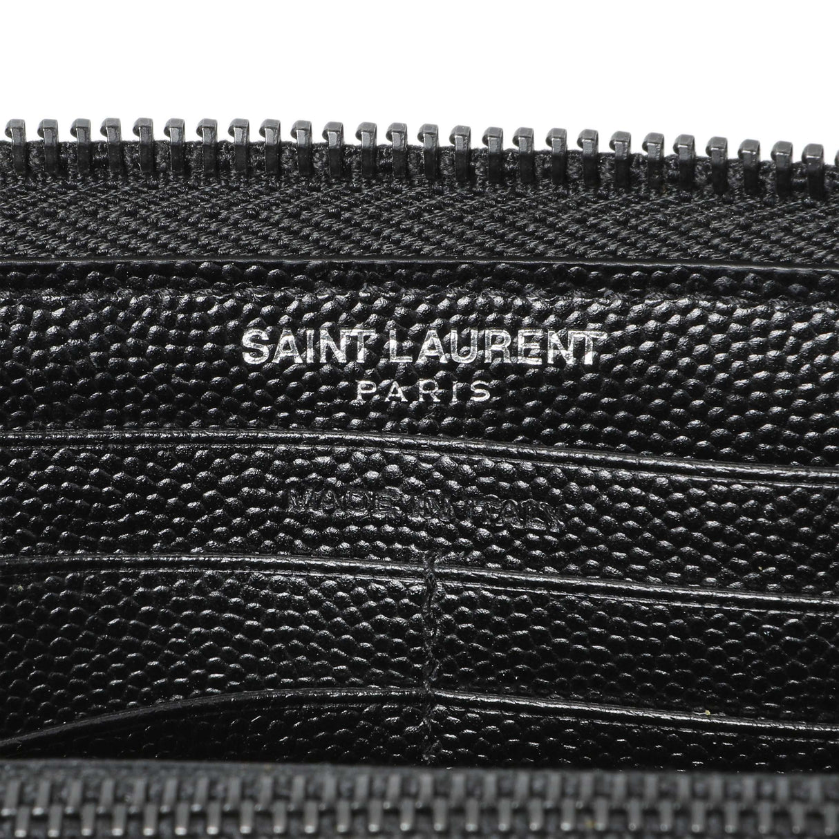 Saint Laurent Black Grain De Poudre Matelasse Chevron Monogram Zip Around Wallet Accessories Saint Laurent