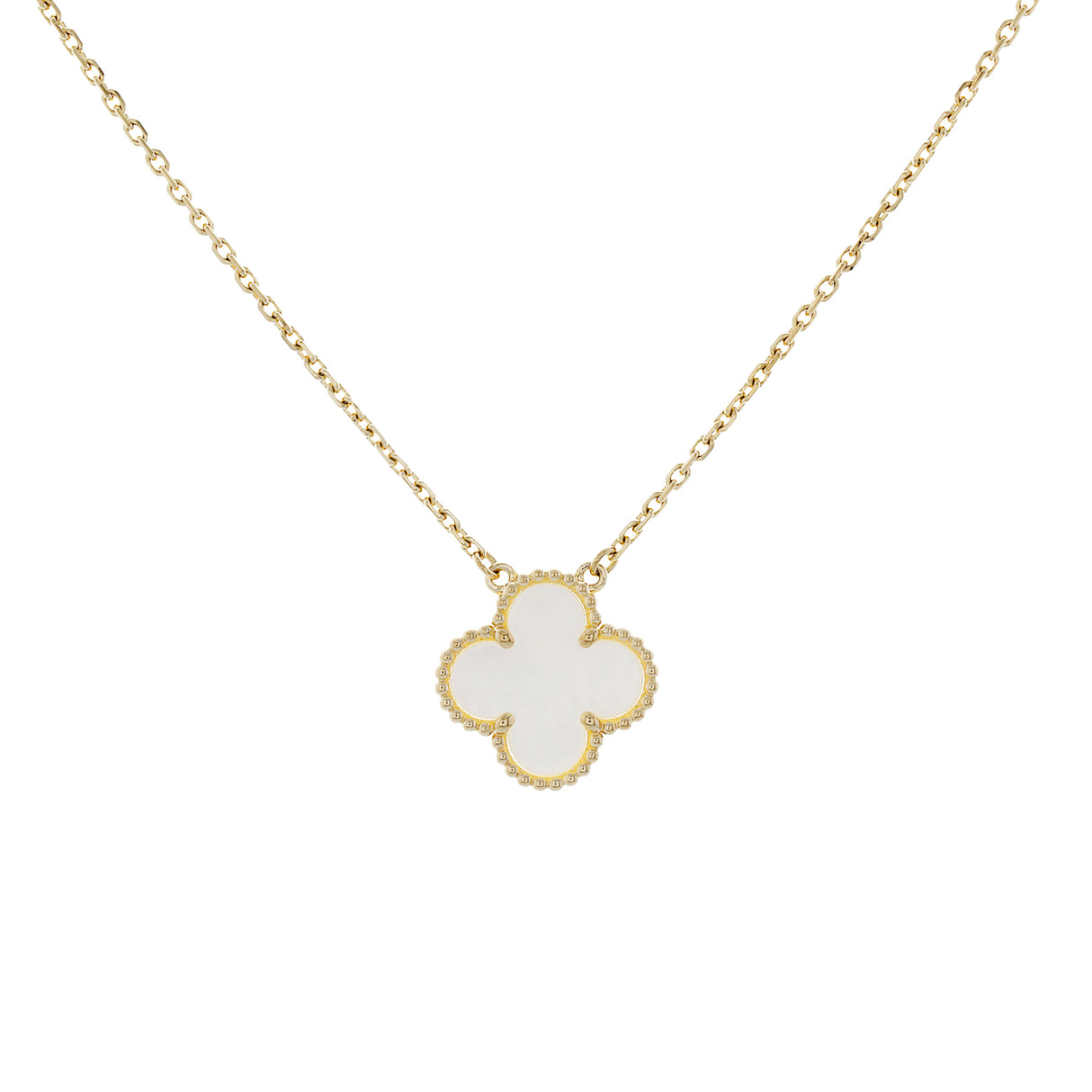 Van Cleef & Arpels 18K Yellow Gold Mother of Pearl Vintage Alhambra Pendant Necklace Designer Jewellery Van Cleef and Arpels