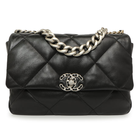 Chanel Black Quilted Lambskin Large 19 Flap