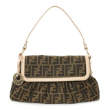Fendi Pink and Tobacco Zucca Print Canvas Small Chef Shoulder Bag Handbags Fendi