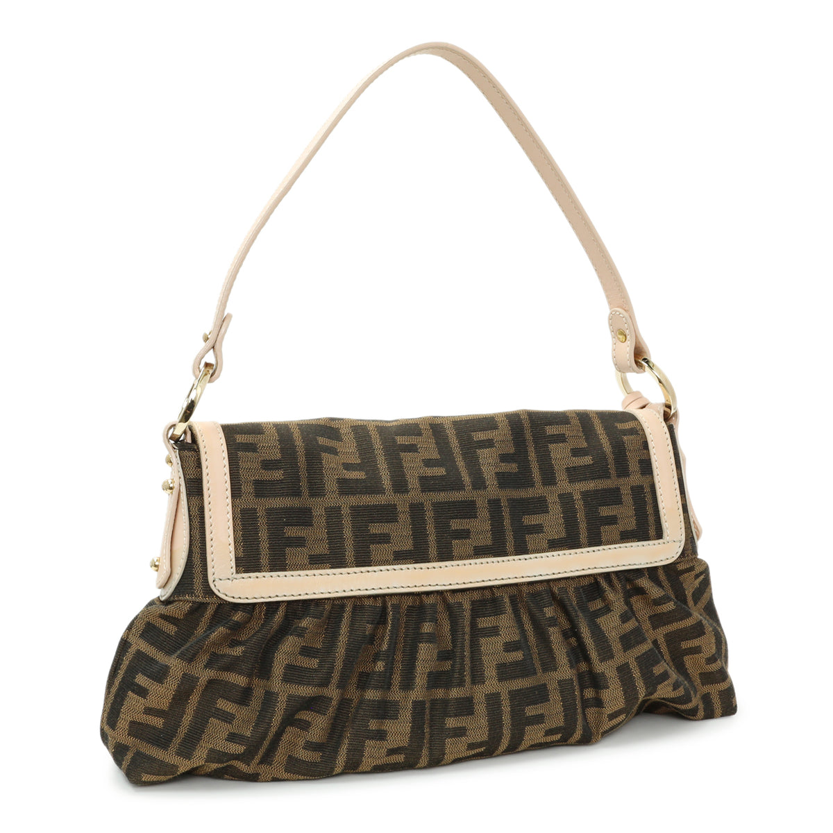 Fendi Pink and Tobacco Zucca Print Canvas Small Chef Shoulder Bag Handbags Fendi