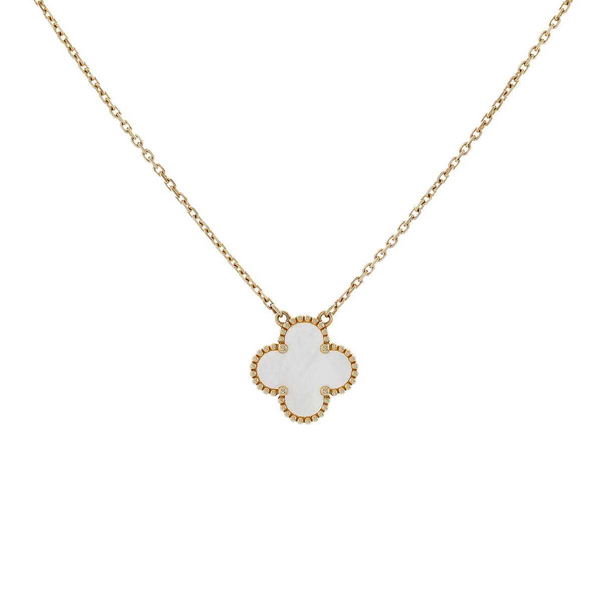Van Cleef & Arpels 18K Yellow Gold Mother of Pearl Vintage Alhambra Pendant Necklace Designer Jewellery Van Cleef and Arpels