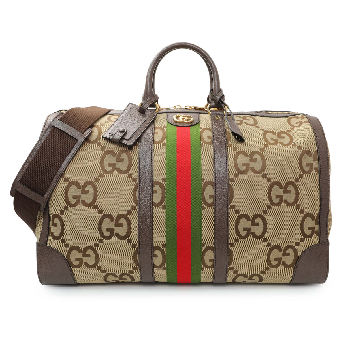 Gucci Monogram Jumbo GG Textured Dollar Calfskin Web Large Duffle Bag Handbags Gucci