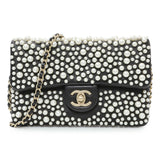 Chanel Black Calfskin Pearly Wallet On Chain