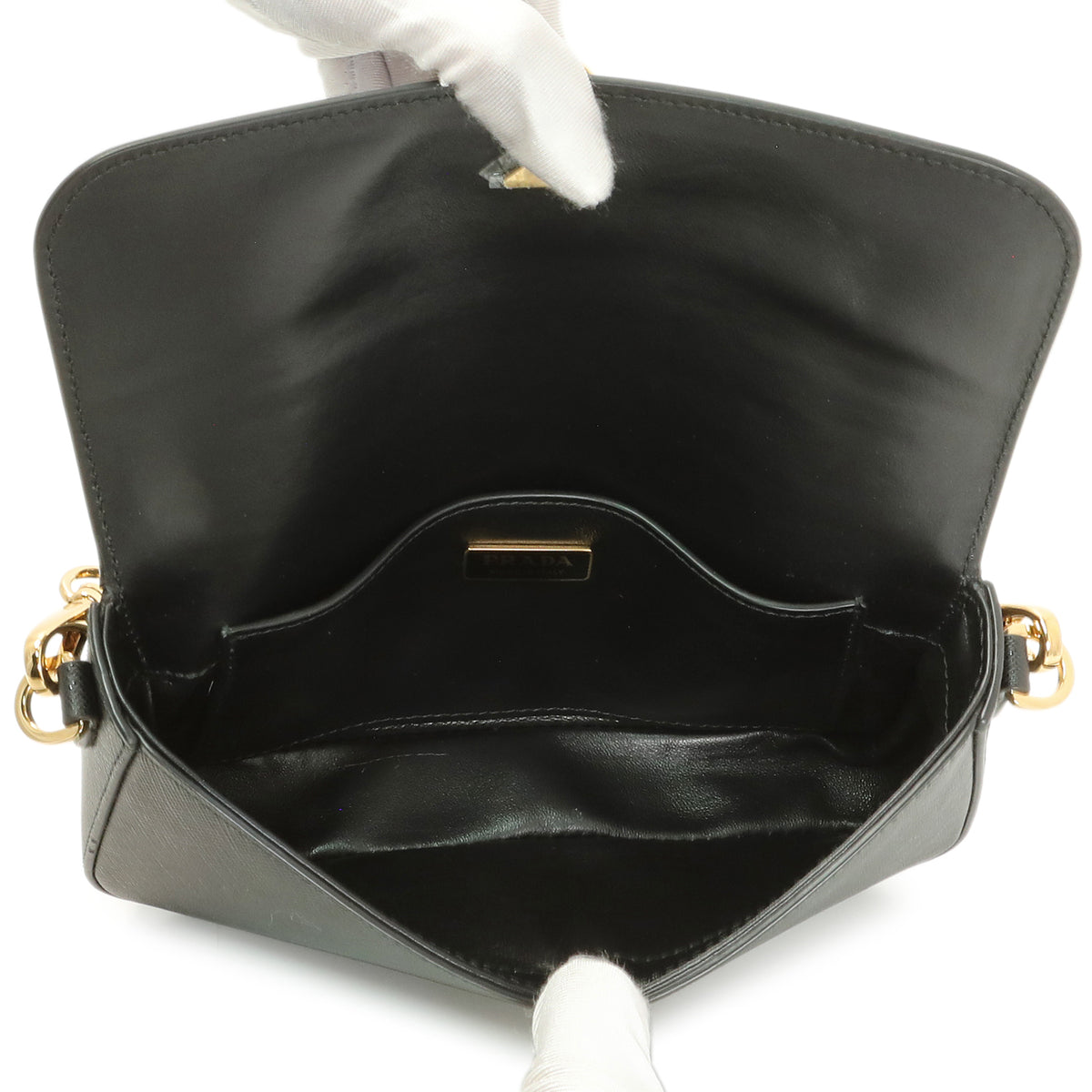 Prada Black Saffiano Leather Mini Crossbody Bag Handbags Prada