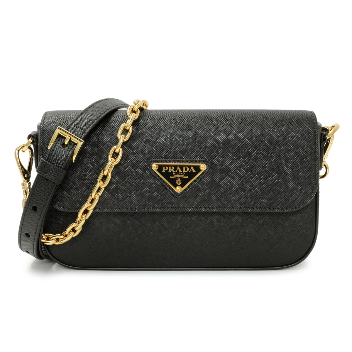 Prada Black Saffiano Leather Mini Crossbody Bag Handbags Prada