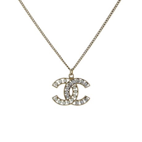 Chanel Pearl Crystal CC Pendant Necklace Necklaces Chanel