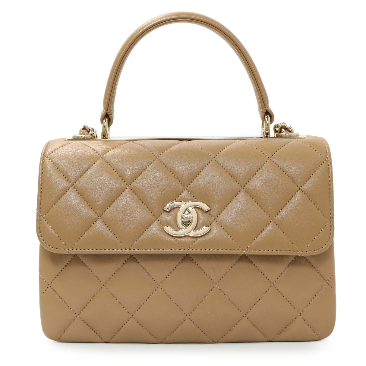 Chanel Beige Lambskin Quilted Small Trendy CC Dual Handle Flap Bag