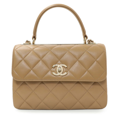 Chanel Beige Lambskin Quilted Small Trendy CC Dual Handle Flap Bag
