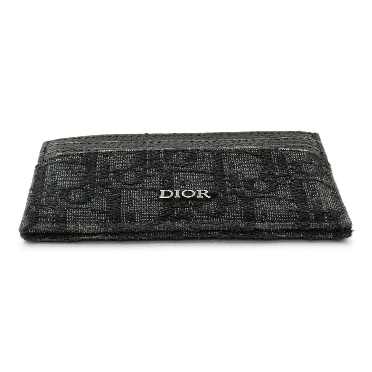 Christian Dior Black Oblique Jacquard and Grained Calfskin Card Holder Accessories Christian Dior