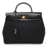 Hermes Black Military Toile Vache Hunter Herbag Zip Retourne 31 PM