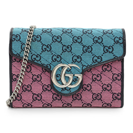 Gucci Monogram Multicolor Matelasse Diagonal GG Marmont Chain Wallet Handbags Gucci