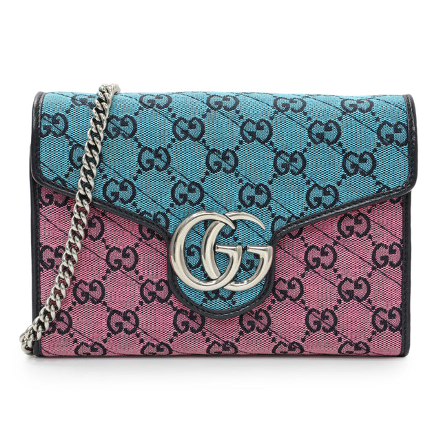 Gucci Monogram Multicolor Matelasse Diagonal GG Marmont Chain Wallet Handbags Gucci