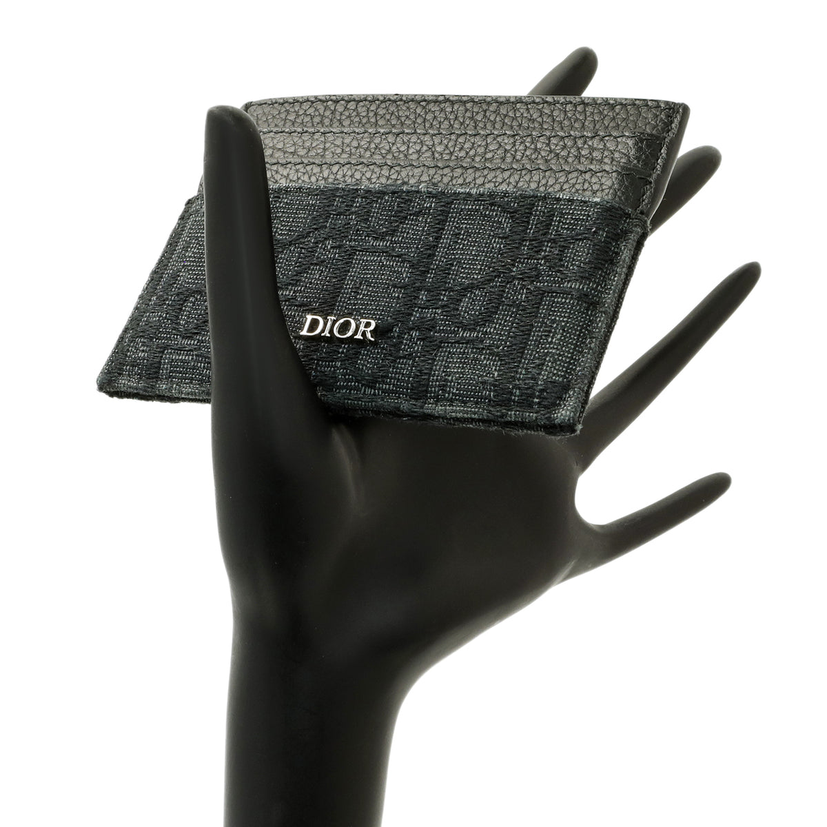Christian Dior Black Oblique Jacquard and Grained Calfskin Card Holder Accessories Christian Dior