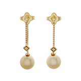 David Yurman 18K Yellow Gold Pearl Diamond Solari Chain Drop Earrings Designer Jewellery David Yurman