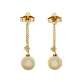 David Yurman 18K Yellow Gold Pearl Diamond Solari Chain Drop Earrings Designer Jewellery David Yurman