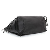 Valentino Black Grained Calfskin C-Rockee Fringe Tote Handbags Valentino