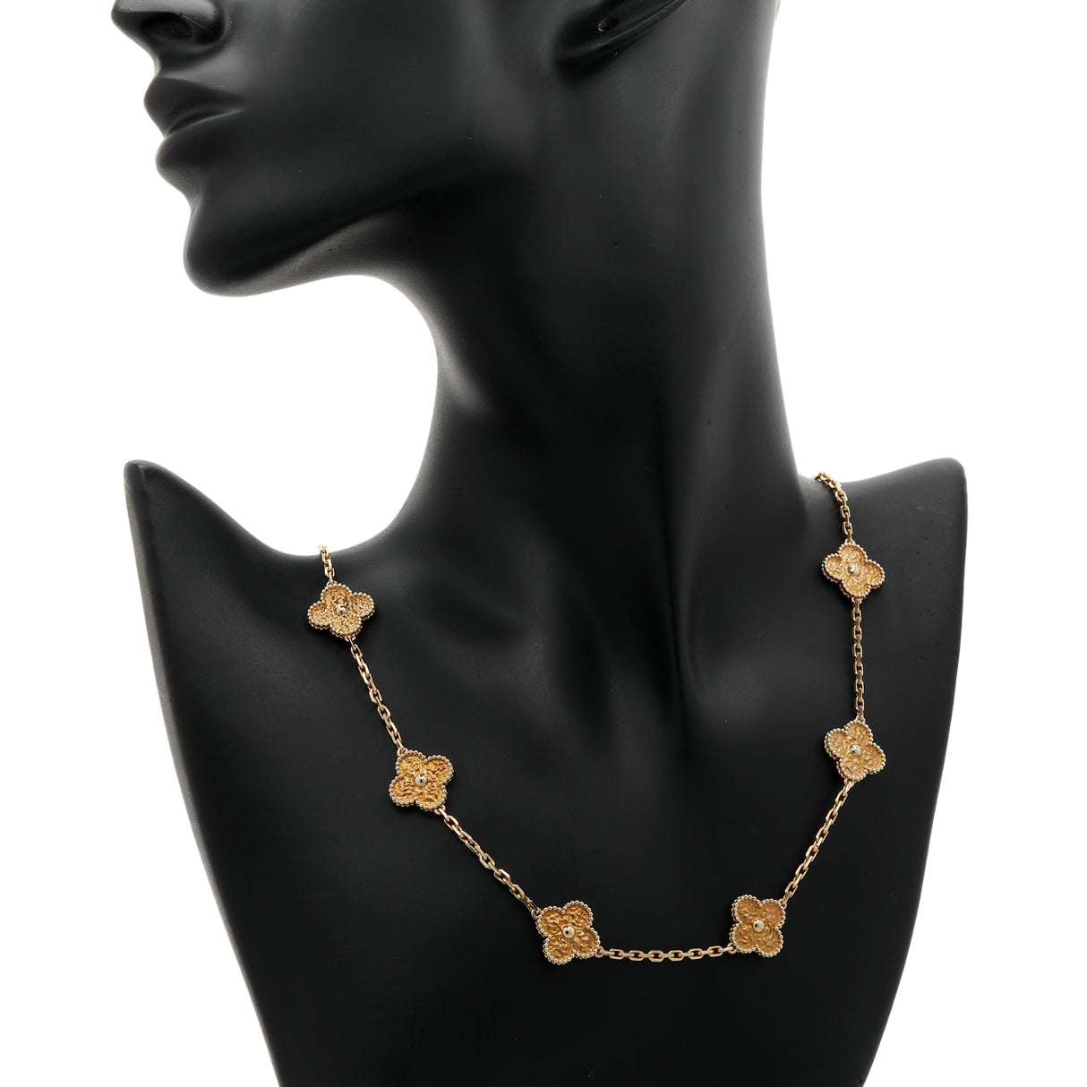 Van Cleef & Arpels 18K Yellow Gold 10 Motifs Vintage Alhambra Necklace Designer Jewellery Van Cleef and Arpels