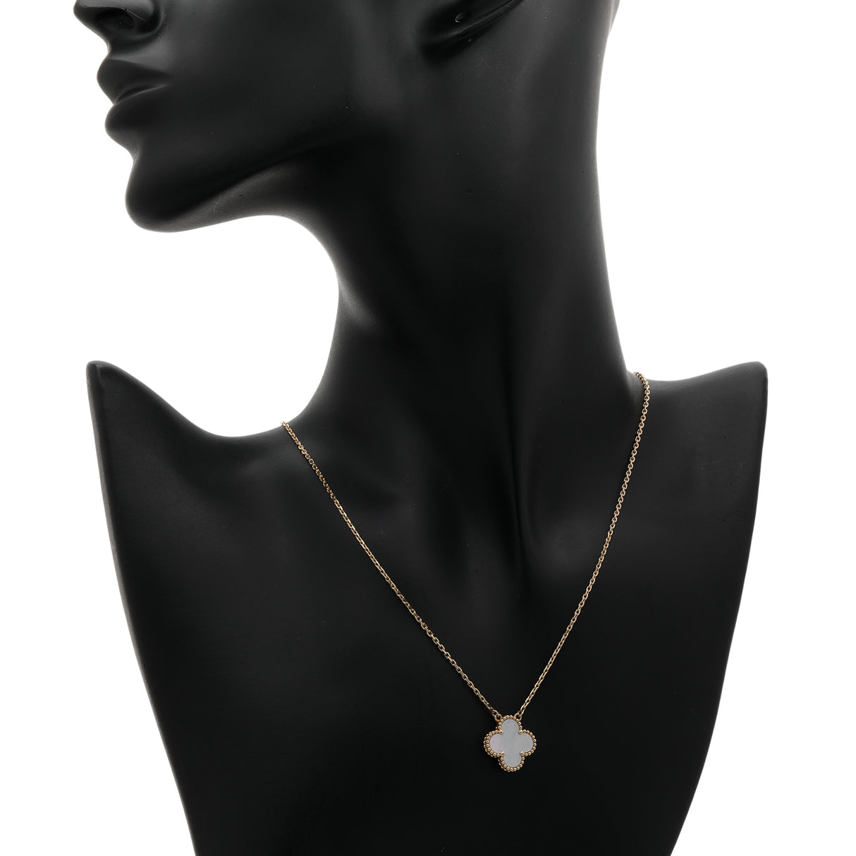 Van Cleef & Arpels 18K Yellow Gold Mother of Pearl Vintage Alhambra Pendant Necklace Designer Jewellery Van Cleef and Arpels