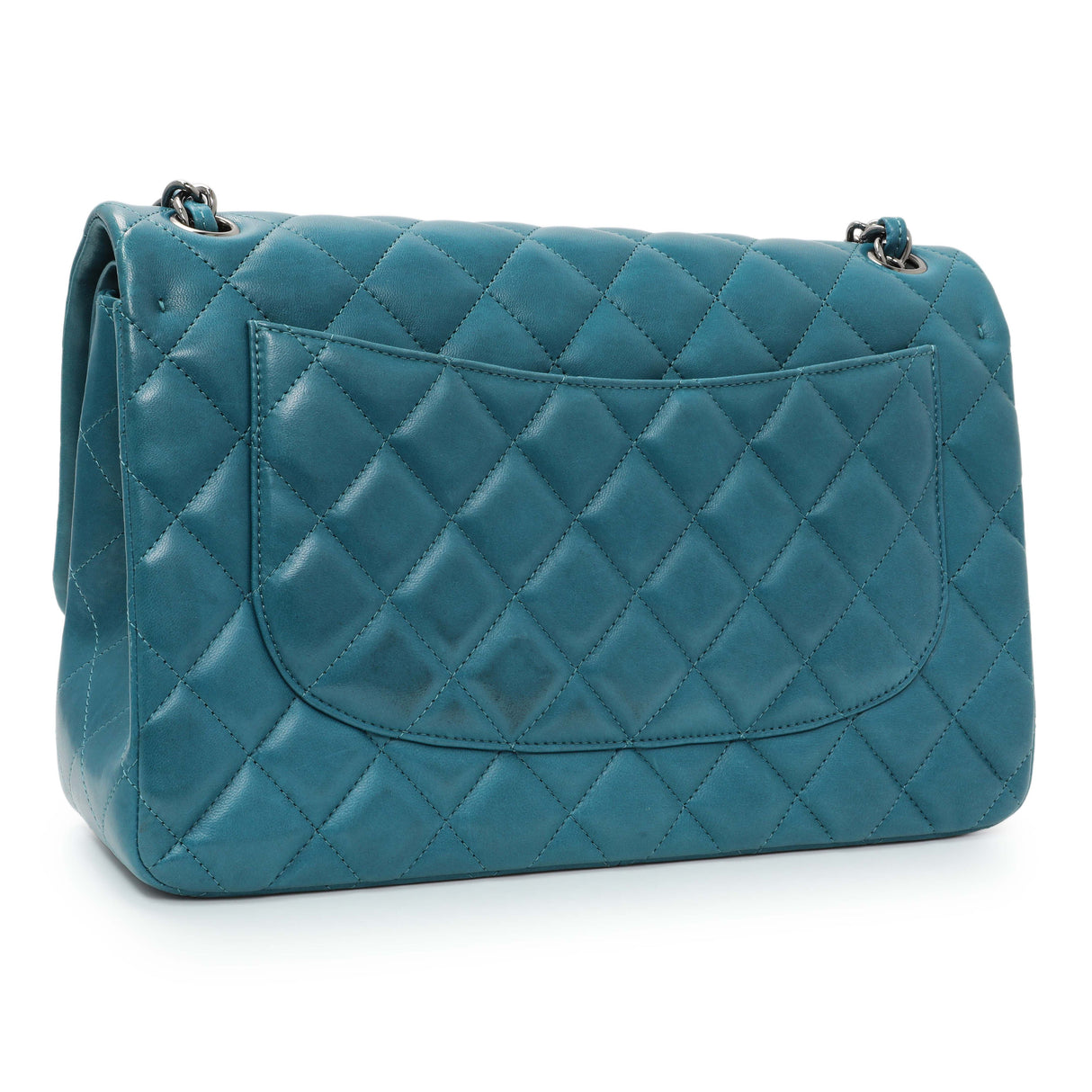 Chanel Teal Quilted Lambskin Jumbo Classic Double Flap Handbags Chanel