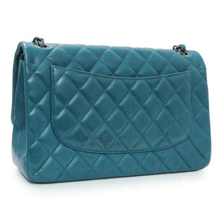 Chanel Teal Quilted Lambskin Jumbo Classic Double Flap