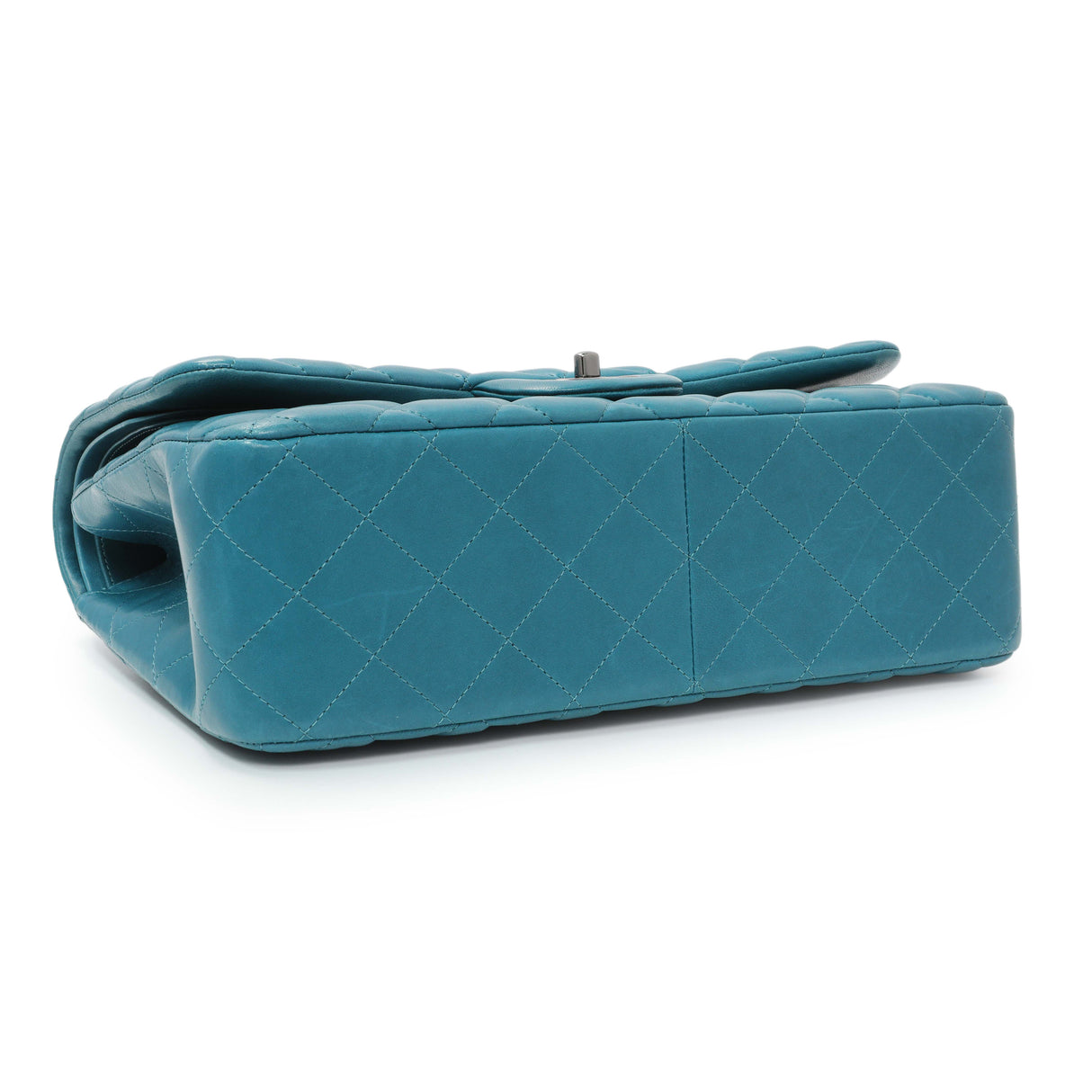 Chanel Teal Quilted Lambskin Jumbo Classic Double Flap Handbags Chanel