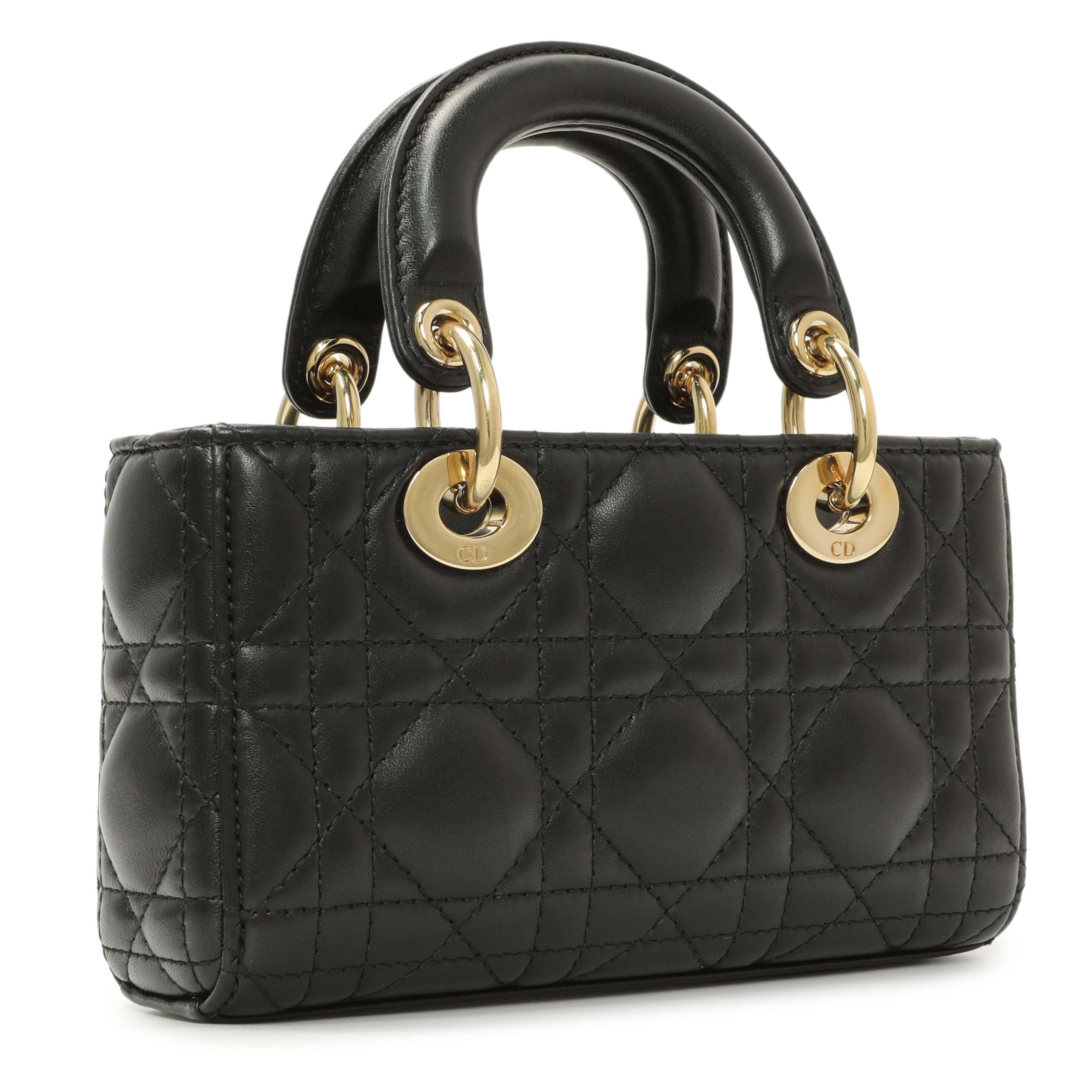 Christian Dior Black Lambskin Cannage Micro Lady D-Joy – Modaselle